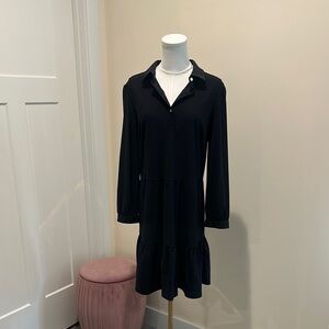 Jude Connally Black Long Sleeve Notched Collar Dress